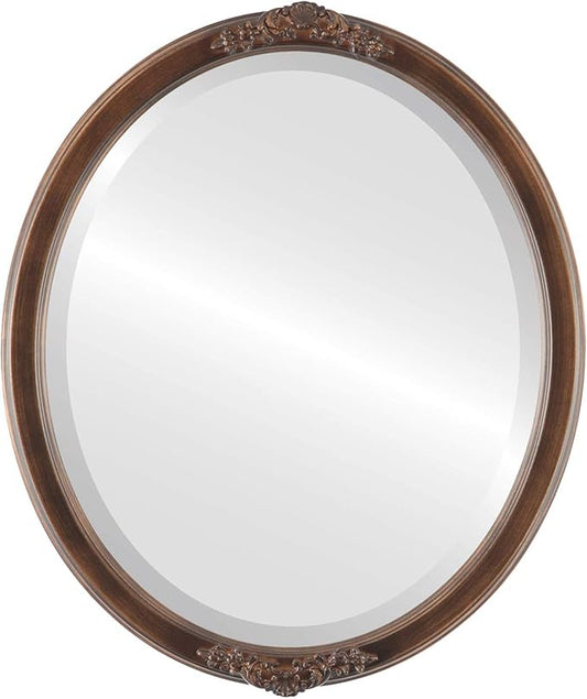 OVALCREST Oval Beveled Wall Mirror for Home Decor - Athena Style - Sunset Gold - 18" x 14" Outside Dimensions