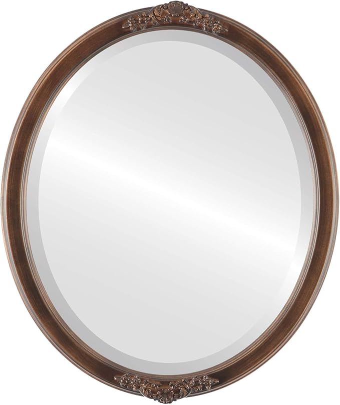 OVALCREST Oval Beveled Wall Mirror for Home Decor - Athena Style - Sunset Gold - 26" x 22" Outside Dimensions