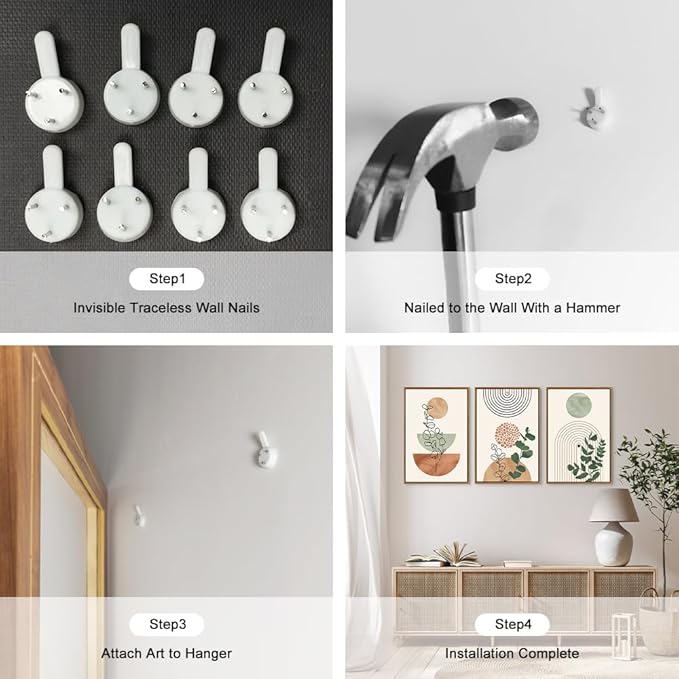 Ausril Boho Terracotta Green Framed Canvas Wall Art Set, Abstract Plant Wall Decor, Mid Century Modern Geometric Wall Painting, Neutral Abstract Art Print to Living Room, Bedroom, Office 36"x24"x3