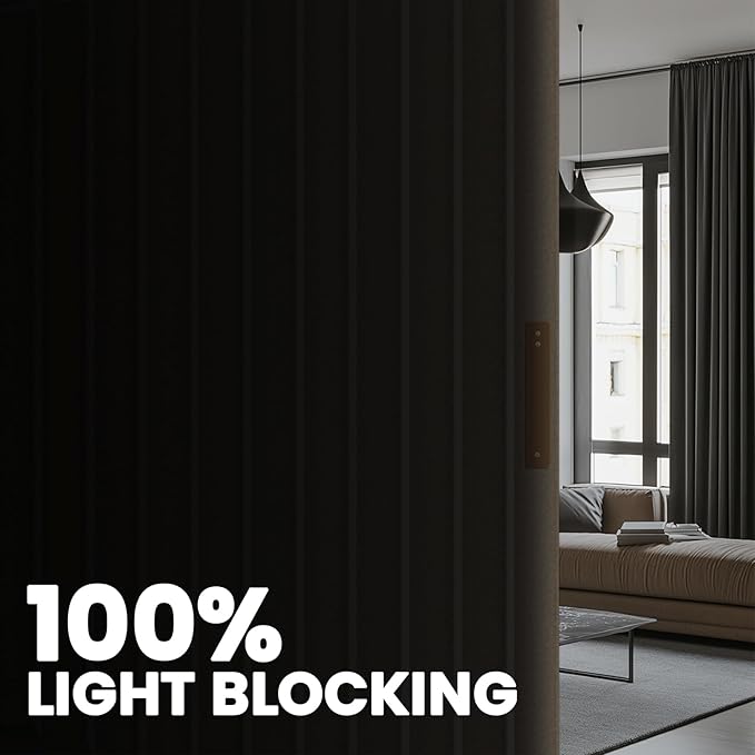 100% Blackout Room Divider Curtains Ceiling Curtain Track Sets Blackout Curtains Ceiling Track for Curtain Flexible Extra Wide(Beige, W100 x L96, 1 Pack)