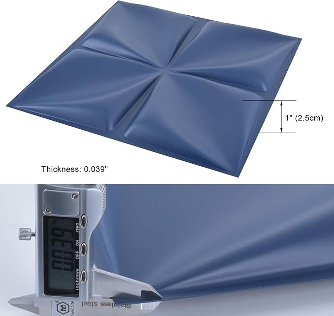 Art3d Navy Blue 3D Wall Panel PVC Flower Design Cover 3 Sq Meter, for Interior Wall Decor in Living Room, Bedroom, Lobby, Office, Shopping Mall