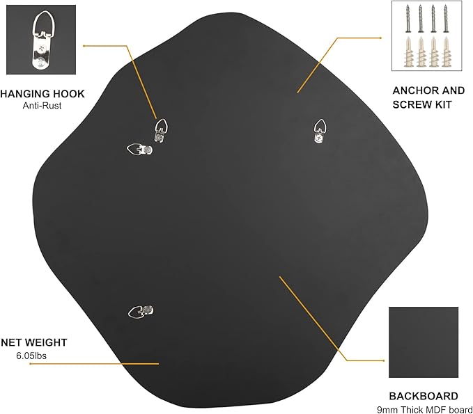 BOMINICA Irregular Wall Mirror Asymmetrical Mirror Frameless for Bathroom Living Room Entryway Bedroom, 20" x 20"
