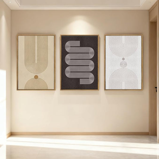 Anyzal Modern Minimalist Wall Art Large Boho Abstract Artwork Neutral Geometric Wall Decor for Living Room Bedroom Dining Room 24x36 Inch Set of 3