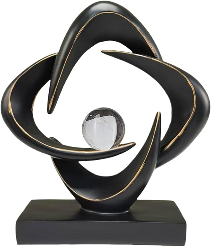 Abstract Sculpture Art Home Decor Accents Modern Decorative Objects for Living Room Shelf Coffee Table TV Stand Cabinet Office Decor Accents (Black)
