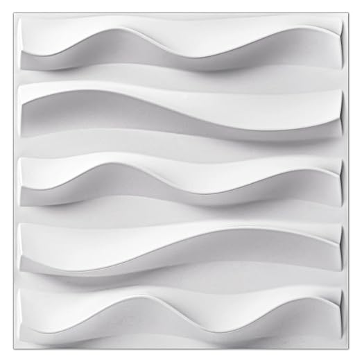 Art3dwallpanels 33 Pack 3D Wall Panel for Interior Wall Décor, PVC Textured Accent Wall, Elegant Wave 3D Wallpaper Modern Wall Tiles, White