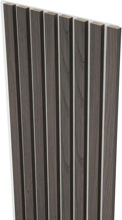 94" x 12.6" 3D Acoustic Slat Wood Wall Panels | Modern Sound-Dampening & Eco-Friendly Design (2-Piece Set) (Mocha Ash)