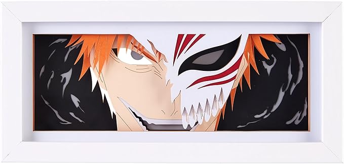 Anime LED Light Box, Manga Shadow Box Frame, Paper Cut, Table Lamp for Anime Enthusiasts, RGB Multi Color, Night Light for Room Decor, Unique Anime Desk Decor (Ichigo)