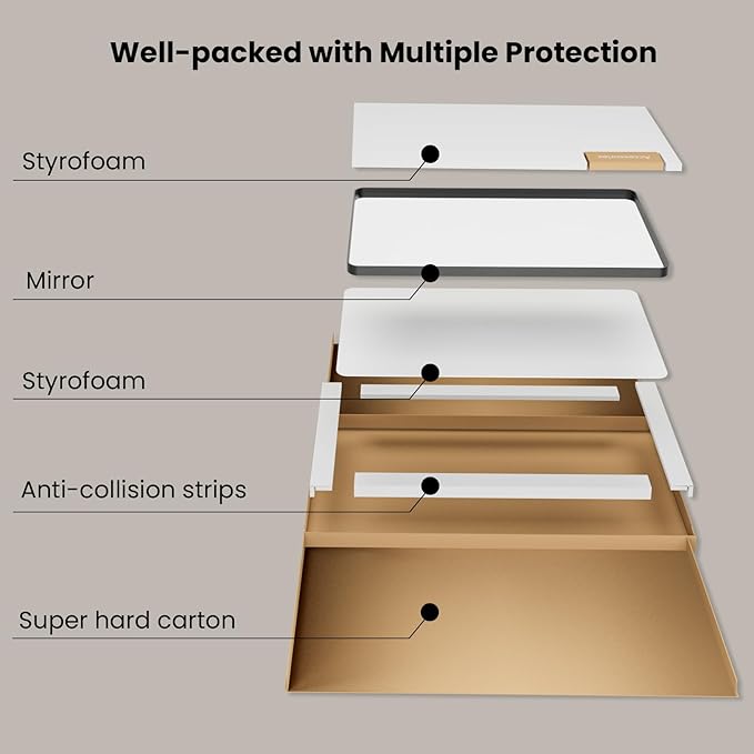 Bronze Bathroom Mirror 24x32 Inch, Brushed Bronze Metal Frame Mirror for Wall, Rounded Rectangle Bathroom Vanity Mirror with Tempered Glass, Anti-Rust, Horizontal/Vertical