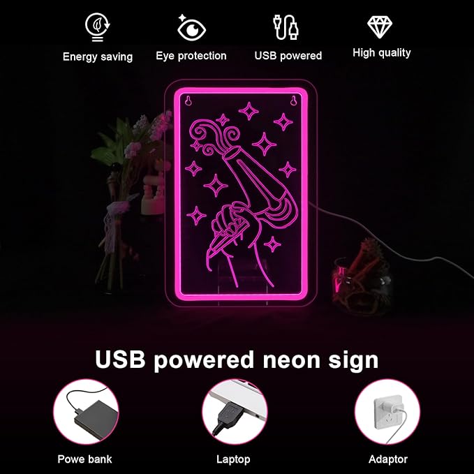 Lucunstar Pink Neon Sign Hair LED Light Beauty Salon Hair Salon Decor Led Neon Business Lights for Barbers Studio Decoration for Beauty Shop