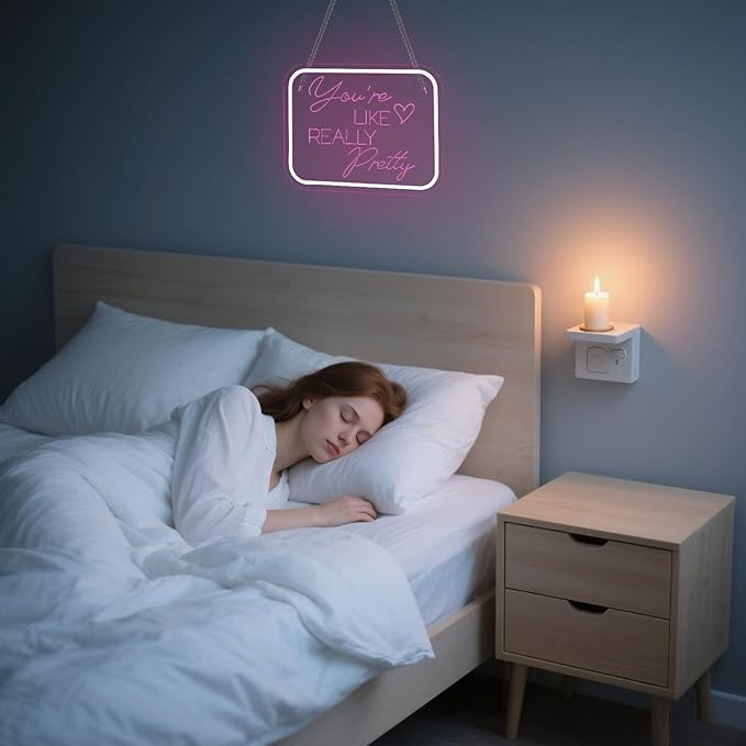 Lucunstar You're Like Really Pretty Neon Sign Pink Led Neon Light for Wall Decor Light Sign for Wedding Dimmable Switch USB Powered with Neon Lights for Bedroom Home Decor
