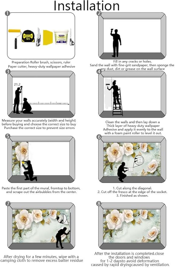 Modern Simple and Stylish Floral Wallpaper, Chinese Style Wall murals, Large Wall Background Decoration(Non-self-Adhesive)