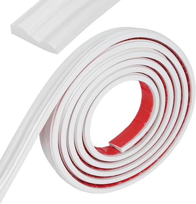 16.4ft Peel and Stick Molding Trim for Walls, Flexible Self-Adhesive Panel Moulding for Wall Ceiling Floor Cabinet Tile Edges Mirrior Frame DIY Chair Rail Panel Moulding (White 16.4ft)