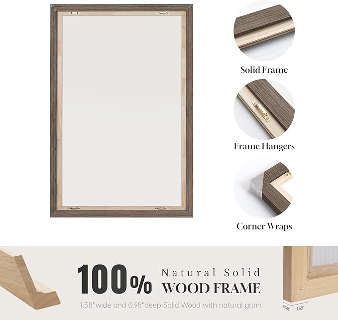 Large Framed Neutral Abstract Wall Art for Living Room, Set of 3 Rustic Beige Brown Canvas Prints Paintings Artwork for Walls, Minimalist Stone Pictures for Hallway Stair Office Wall Decor 24x36 Inch