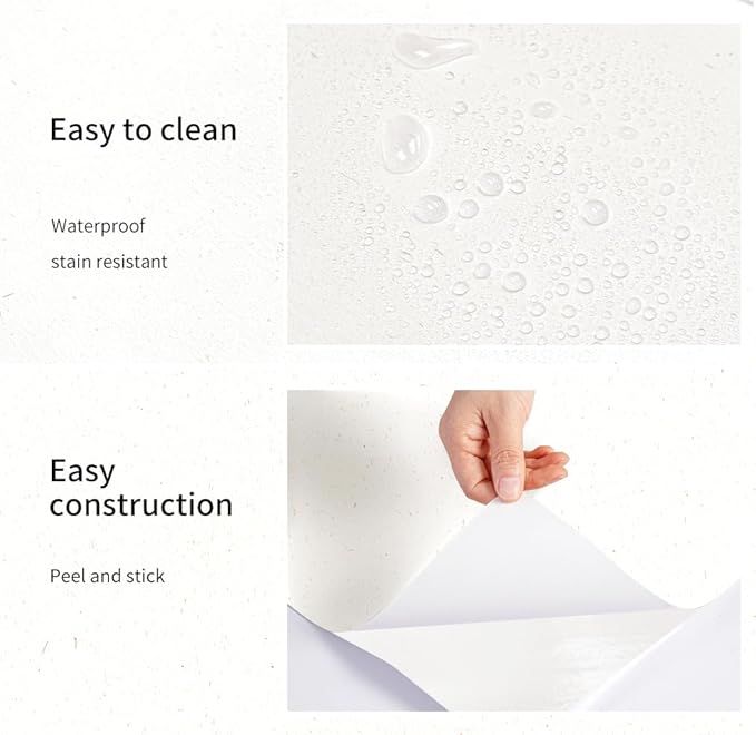 Matte White Grasscloth Textured Wallpaper Natural&Neutral&Handmade Style Thick Peel and Stick Removable for Bedroom,Office,Cabinet(16.5”x236.2”) (Leaves&Petals) M15