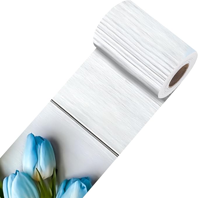 Nuxovilar Wallpaper Border Peel and Stick, Blue Tulip Floral Pattern Self-Adhesive Wallpaper, PVC 3.94×16.4 Ft, Decorative for Bedroom, Living Room, Spring Home Decor