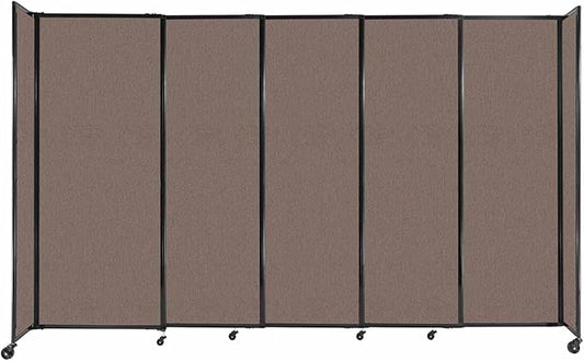 Versare Straightwall Sliding Portable Wall Partition | Freestanding Office Dividers | Locking Wheels | Temporary Room Separator | 11'3'' Wide x 6'10'' Tall Latte Fabric Panels