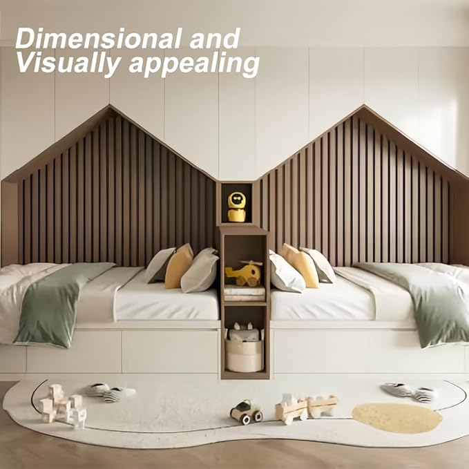 4PCS Acoustic Wood Slat Wall Panels for Wall Decor and Ceiling 3D Fluted Sound Absorbing Panel Soundproof with Wood Finish 108"×6" (Maple Light)