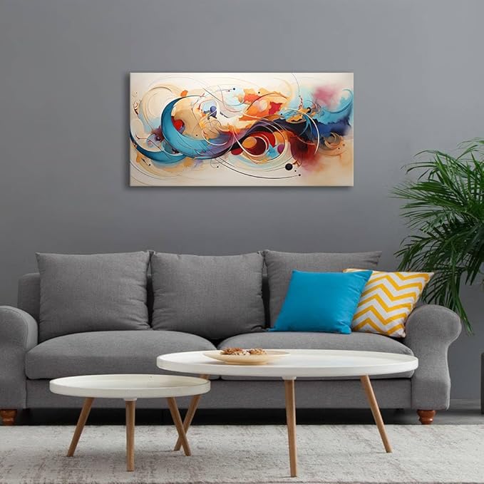 BYXART Abstract Wall Art for Living Room Colorful Canvas Artwork For Bedroom Painting Multicolor Prints Picture for Bathroom Home Office Decoration 40L x 20W