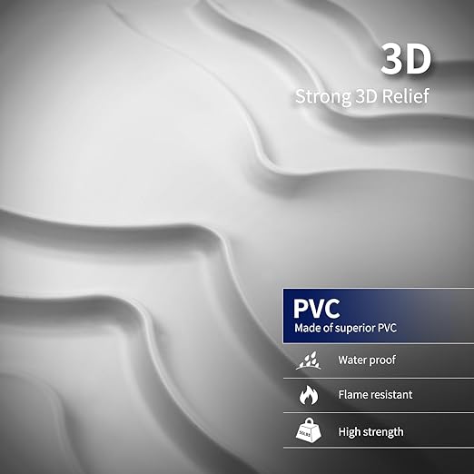 Art3dwallpanels 33 Pack 3D Wall Panel, 2 Different Effects PVC Textured Wall Panels for Interior Wall Décor, 12 x12 Inch Cover 32.Sq.Ft, White