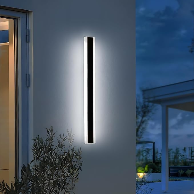 Mikeru 39.3inch Long Led Wall Light, 6000k Cool White Modern Outdoor Wall Light Ip65 Waterproof Black Acrylic Porch Exterior Lighting Fixtures, Exterior Wall Mount Lights for Garage Front Door