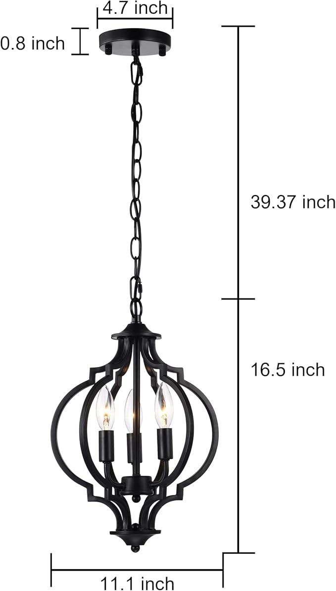 Mr.Color Black Chandeliers Modern Farmhouse Chandelier Small Antique Metal Chandelier 3 Light Island Candlestick Chandelier
