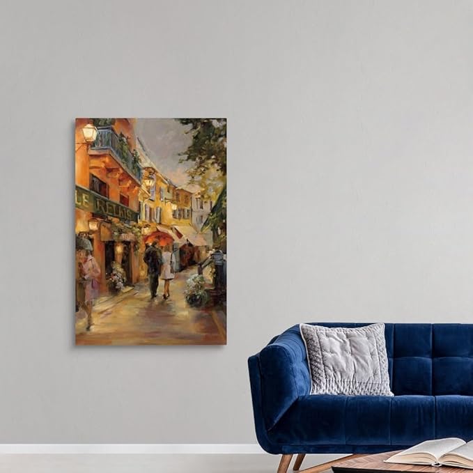 CANVAS ON DEMAND Evening in Paris Canvas Wall Art Print by Marilyn Hageman, Traditional, Home Decor, Street Scene Artwork, Nature Artwork, 32" x48in