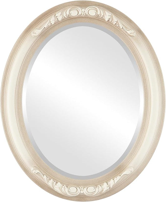 OVALCREST Oval Beveled Wall Mirror for Home Decor - Florence Style - Taupe - 24" x 20"