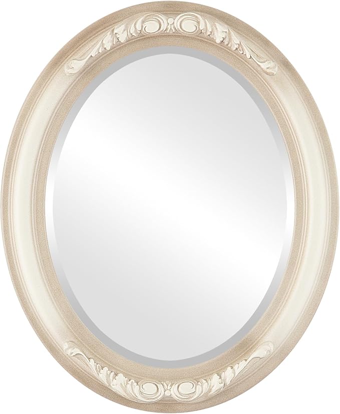 OVALCREST Oval Beveled Wall Mirror for Home Decor - Florence Style - Taupe - 34" x 28"