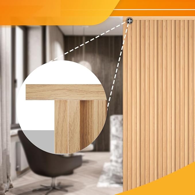 OUZUGIE 8-Pack 57 Inches, WPC Slat Wall Panel Trim,Corner Guard for High Grille (Oak)