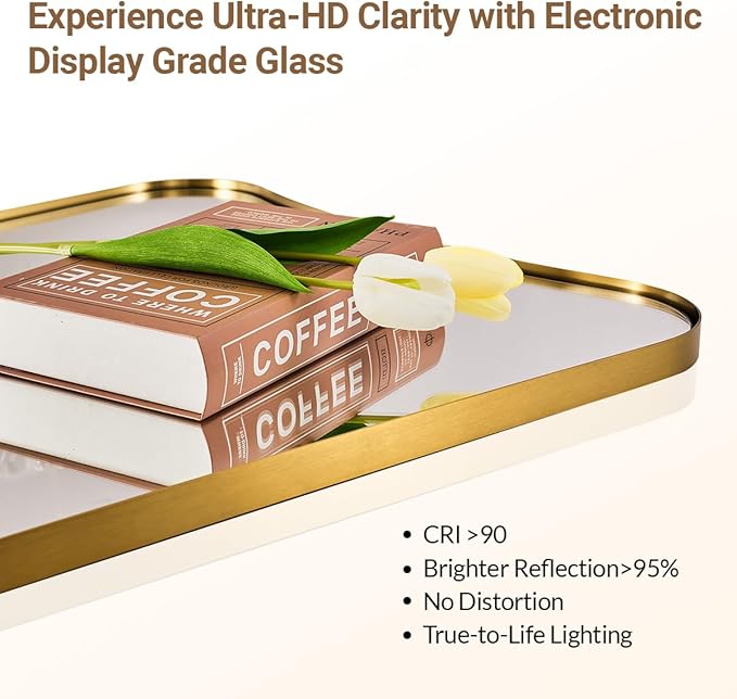 ANDY STAR Gold Vanity Mirror, 22x30 Inch Brushed Gold Bathroom Mirror, Antique Brass Asymmetrical Mirror in Rust-Proof Stainless Steel Metal Frame, Unique Butterfly Shape, Ideal for Home Remodel