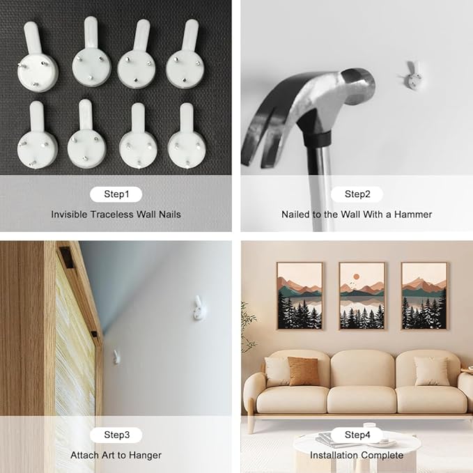 KAIRNE Mountain Framed Canvas Wall Art, Mid Century Modern Decor, Boho Wall Art Painting, Lake Pines Tree Sunset Nature Landscape Art Print for Living Room, Bedroom, Office, Dining Room- 16"x24"x3