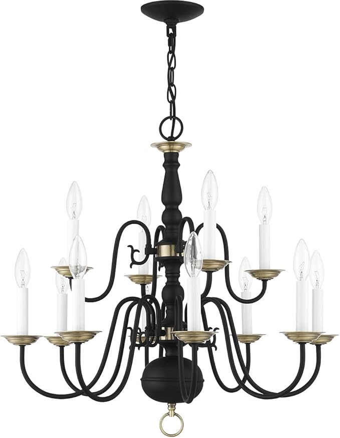 Livex Lighting 5012-04 Williamsburgh 12 Light Black Chandelier
