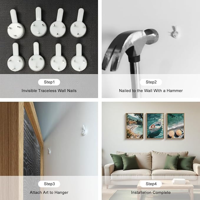 Mediterranean Coastal Ocean Framed Canvas Wall Art Set, Natural Blue Green Beach Scenery Wall Decor,Modern Summer Sea Boat Umbrella Artwork for Living Room, Bedroom,Farmhouse- 24"x36"x3