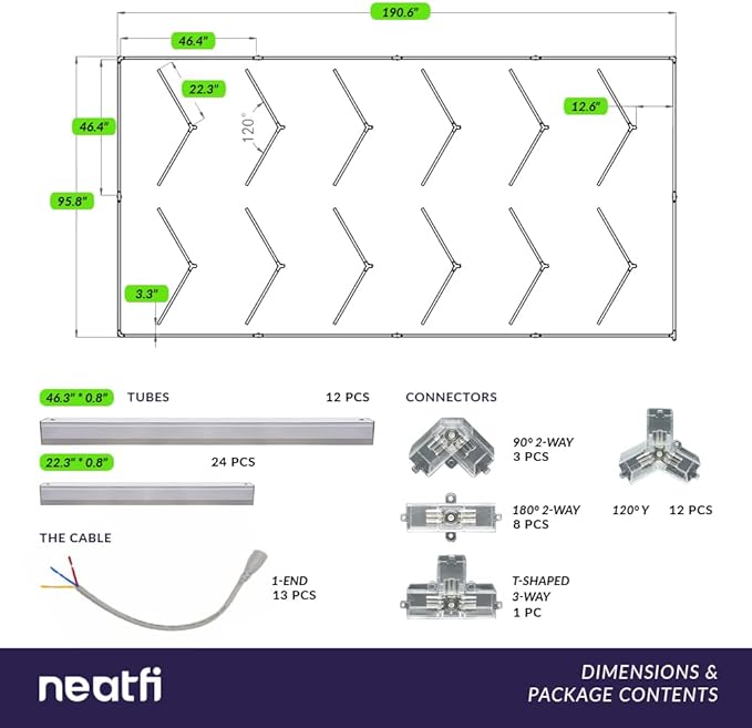 Neatfi LED Ceiling Garage Lights, 42,240 Lumens, 6500K, Ceiling Lights for Garage, Auto Shops, Car Detailing, Workshop, Gym, Basement, Warehouse, Barber Shop & Beauty Salons (12 Arrows, Cool White)