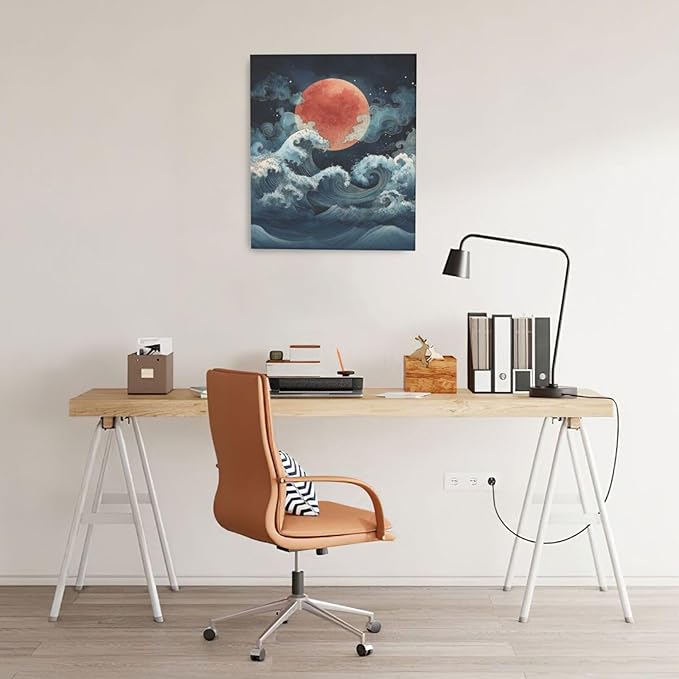 Japanese Wall Art The Great Wave Pictures Wall Decor Japanese Chinese China Sea Waves Canvas Prints Painting Asian Oriental Aesthetic Landscape Artwork Decorations for Bathroom Living Room Bedroom Kitchen Dining Room 20”X24”