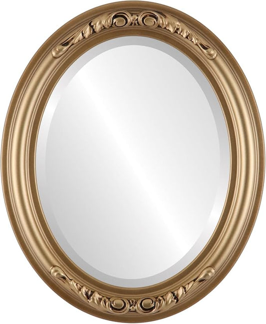 OVALCREST Oval Beveled Wall Mirror for Home Decor - Florence Style - Desert Gold - 34" x 28"