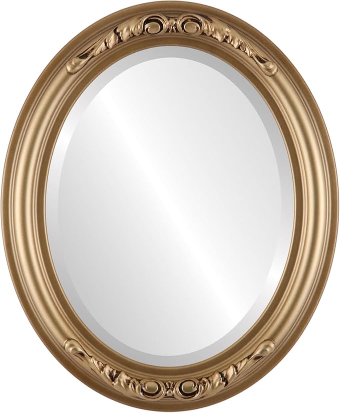 OVALCREST Oval Beveled Wall Mirror for Home Decor - Florence Style - Desert Gold - 24" x 20"