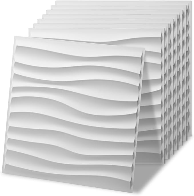 Art3d 20 Pack Decorative 3D Wall Panels, 19 Sq.Feet PVC Interior Wall Décor, 11.8"x11.8", White