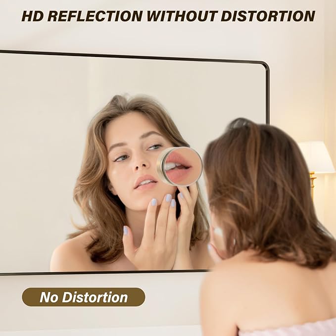 72X36 Inch Black Metal Framed Bathroom Mirror for Wall, Rounded Rectangle Vanity Mirror, Environmentally Friendly, Anti-Rust