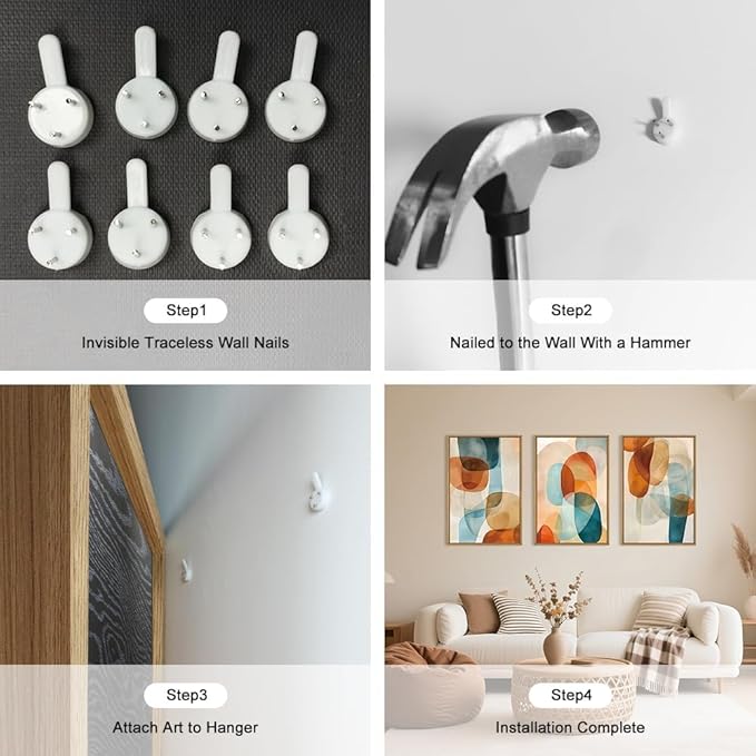 Large Abstract Color Block Framed Canvas Wall Art,Boho Orange and Blue Ovals Wall Decor,Modern Colorful Shape Artwork,Watercolor Geometric Art Print for Living Room,Bedroom,Office- 24"x36"x3