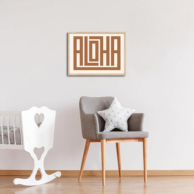 KISSFOX Western Wood Framed Wall Art Decor Aloha Modern Farmhouse Pictures Paintings Wall Decor Mid Century Southwest Canvas Art Prints Typography Artwork For Bedroom Kitchen Office Living Room