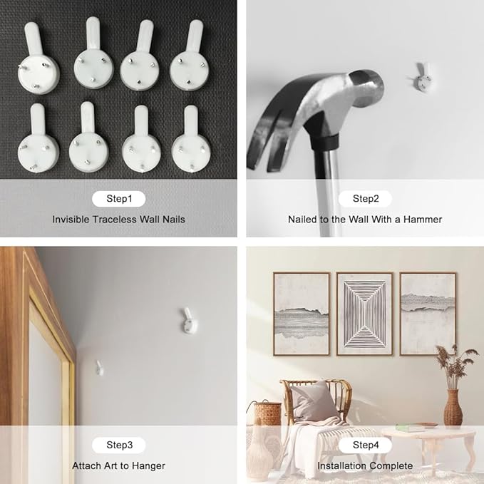 CHDITB Modern Abstract Canvas Art Prints, Set of 3 Neutral Framed Wall Art, Geometric Line Textured Minimalist Decor for Living Room - Large Size 24"x36"