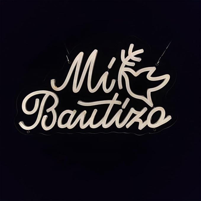 Mi Bautizo Neon Signs for Wall Decor, 20 * 10.8 inches Mi Bautizo Led Neon Light Sign perfect for Baby Birthday Decoration, Baby Shower Party, Room, Bedroom, Birthday Party, Christmas, INSNEnN