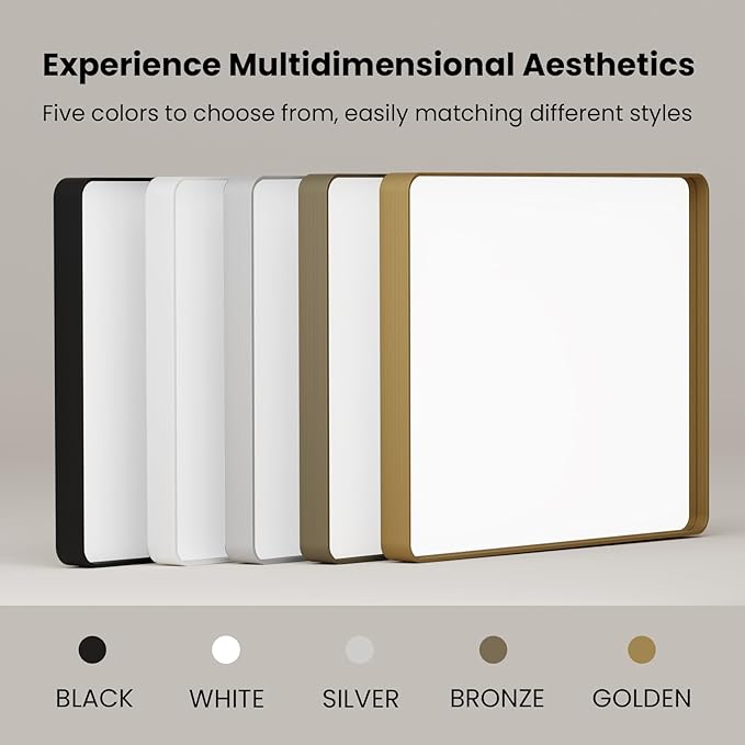 Black Bathroom Mirror 24X36 Inch, Black Metal Framed Mirror for Wall, Rounded Rectangle Matte Bathroom Vanity Mirror with Tempered Glass, Anti-Rust, Horizontal/Vertical