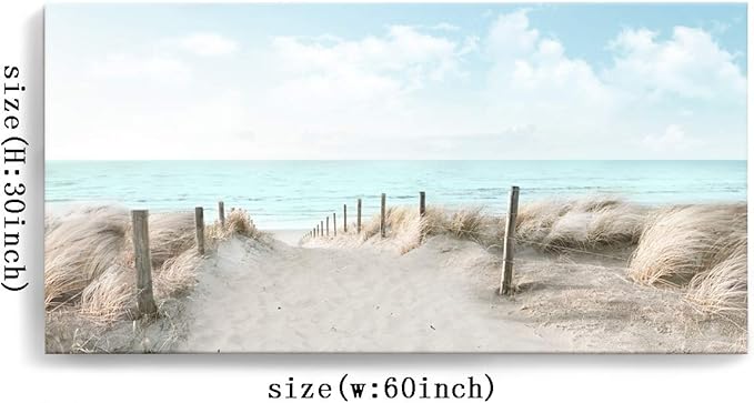 Large Canvas Wall Art Sky Beach Painting Picture Print on Canvas Framed Wall Art for Living Room Wall Decor for Bedroom Modern Coastal Landscape Room Decorations Artwork Size 60x30 Ready to Hang