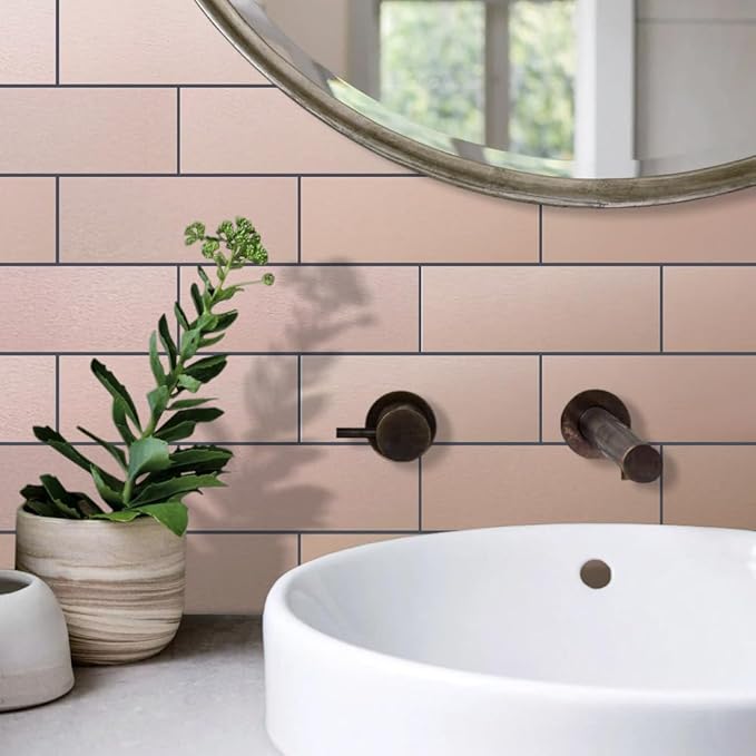 AULIGET 20-Piece Copper Peel and Stick Backsplash Metal Tile, 6" x 12" Stick on Tiles for Backsplash Kitchen, Bathroom, Laundry Room, Camper, Fireplace