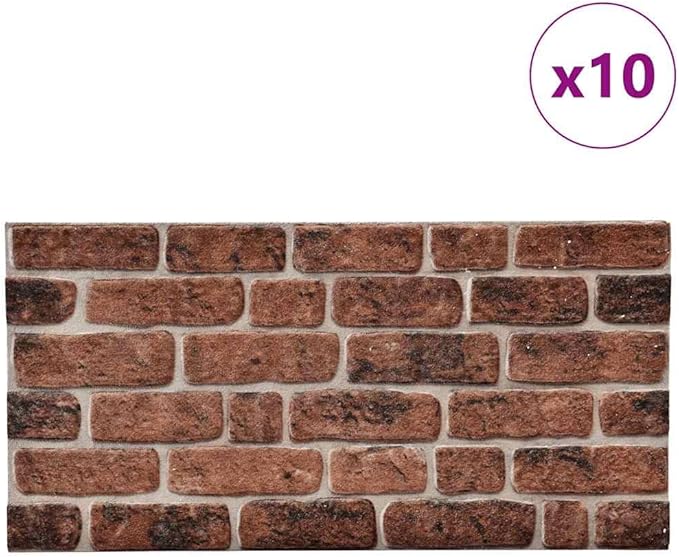 3D Wall Panels with Dark Brown Brick Design 10 pcs EPS 147197