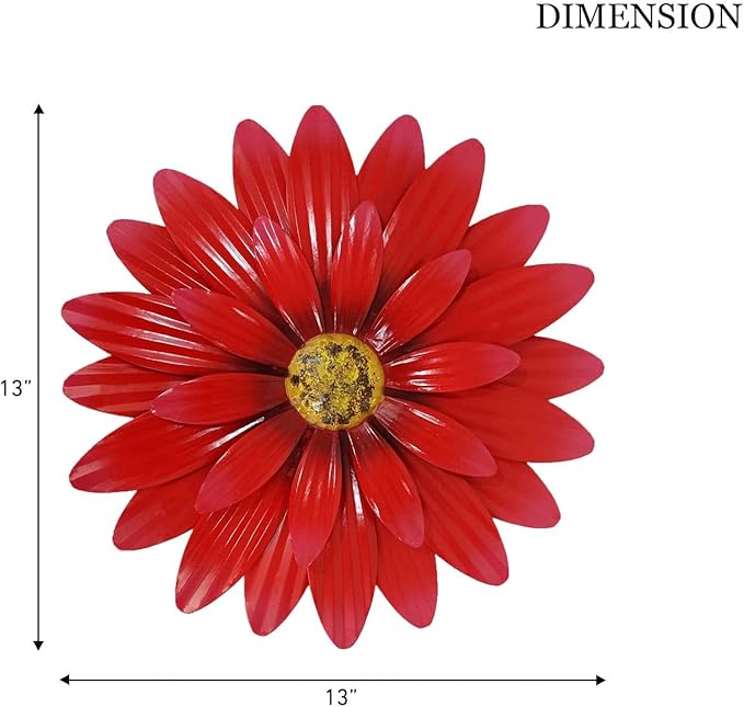Metal Flowers Outdoor Decor 13" Metal Sunflower Wall Art Decorations Sunflower Wall Decor for Kitchen Living Room Porch Garden Yard