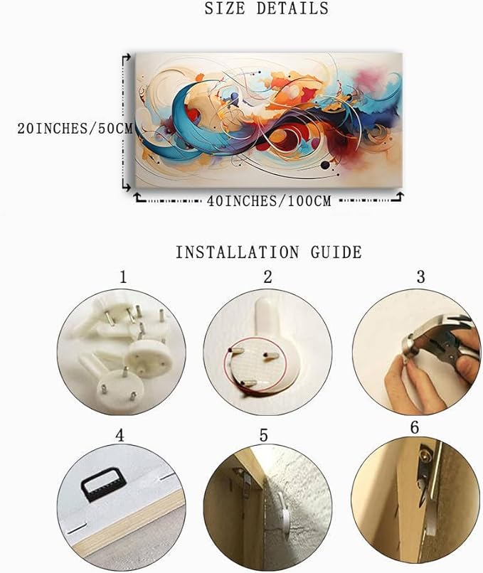 BYXART Abstract Wall Art for Living Room Colorful Canvas Artwork For Bedroom Painting Multicolor Prints Picture for Bathroom Home Office Decoration 40L x 20W