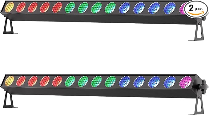 150W Stage Light Bar 14 LED RGBW COB Washer Stage Lights with DMX512 Pixel Control,Auto, Sound-Activated, Master/Slave for Church Christmas Wedding Dance(2PC)